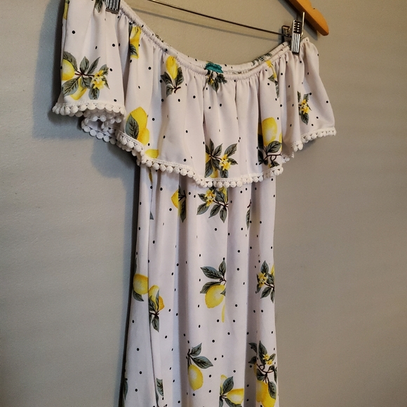 Ocean Pacific Lemon/White Off-Shoulder 🍋 Dress - Size M - Picture 3 of 9